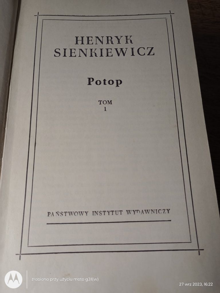 Potop. W 3 tomach. Henryk Sienkiewicz