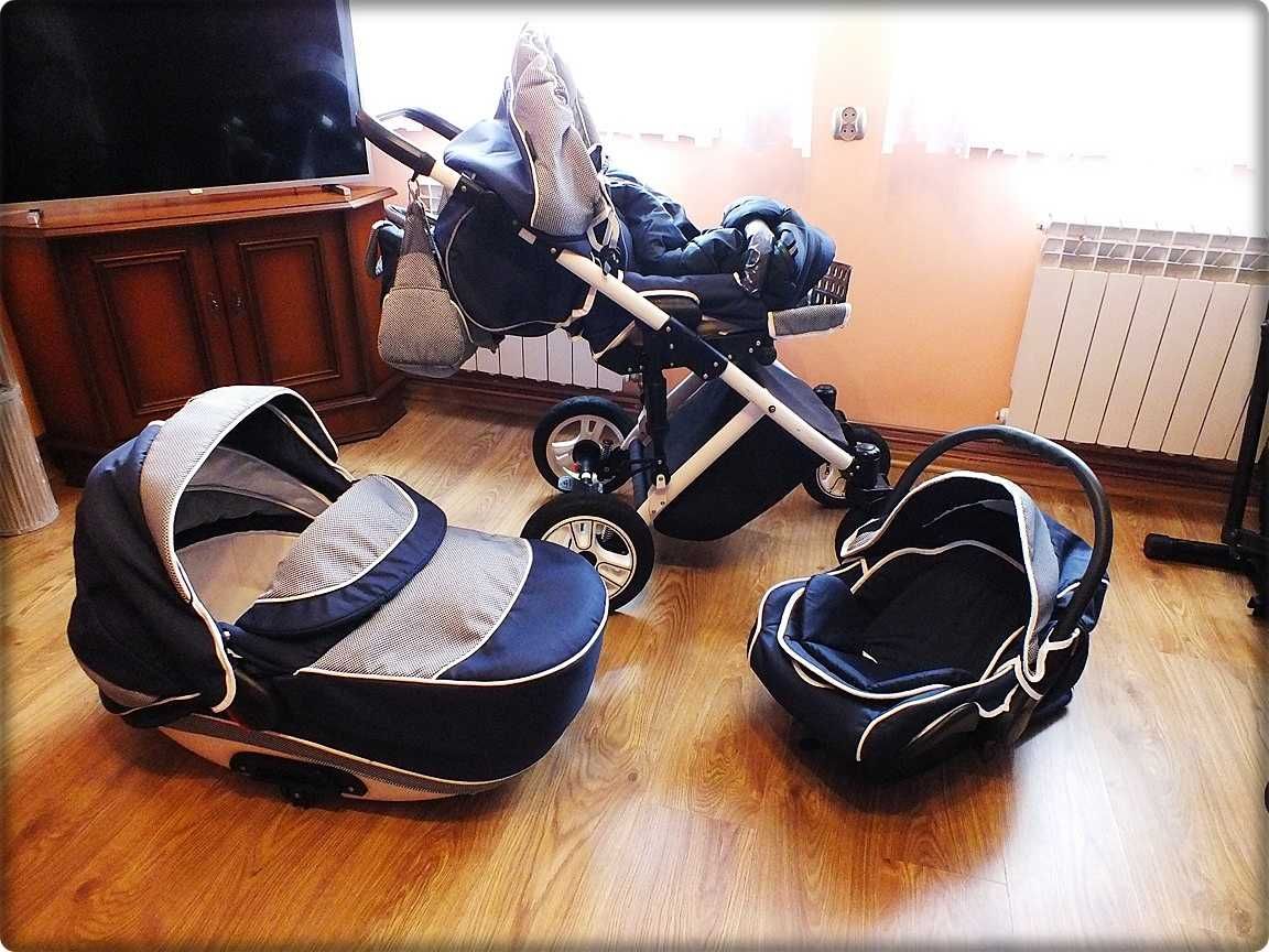 Wózek dziecięcy 3w1 Kajtex dla chłopca Gondola/ Spacerówka / Nosidełko