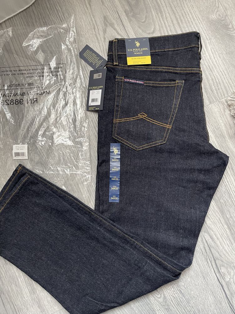 Чоловічі джинси, U.S. Polo ASSN, розмір 34, НОВІ, ОРИГІНАЛ.