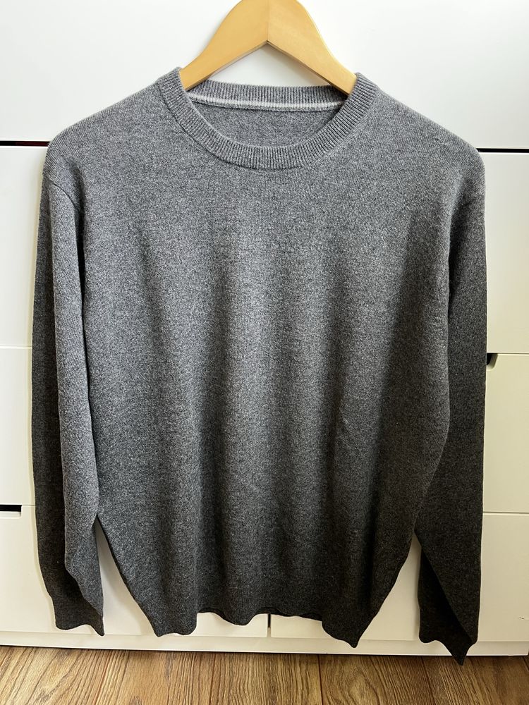 100% kaszmir kaszmirowy sweter unisex L szary