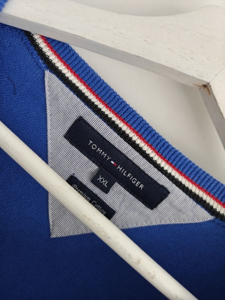 Tommy Hilfiger sweter w serek męski bawełniany XXL