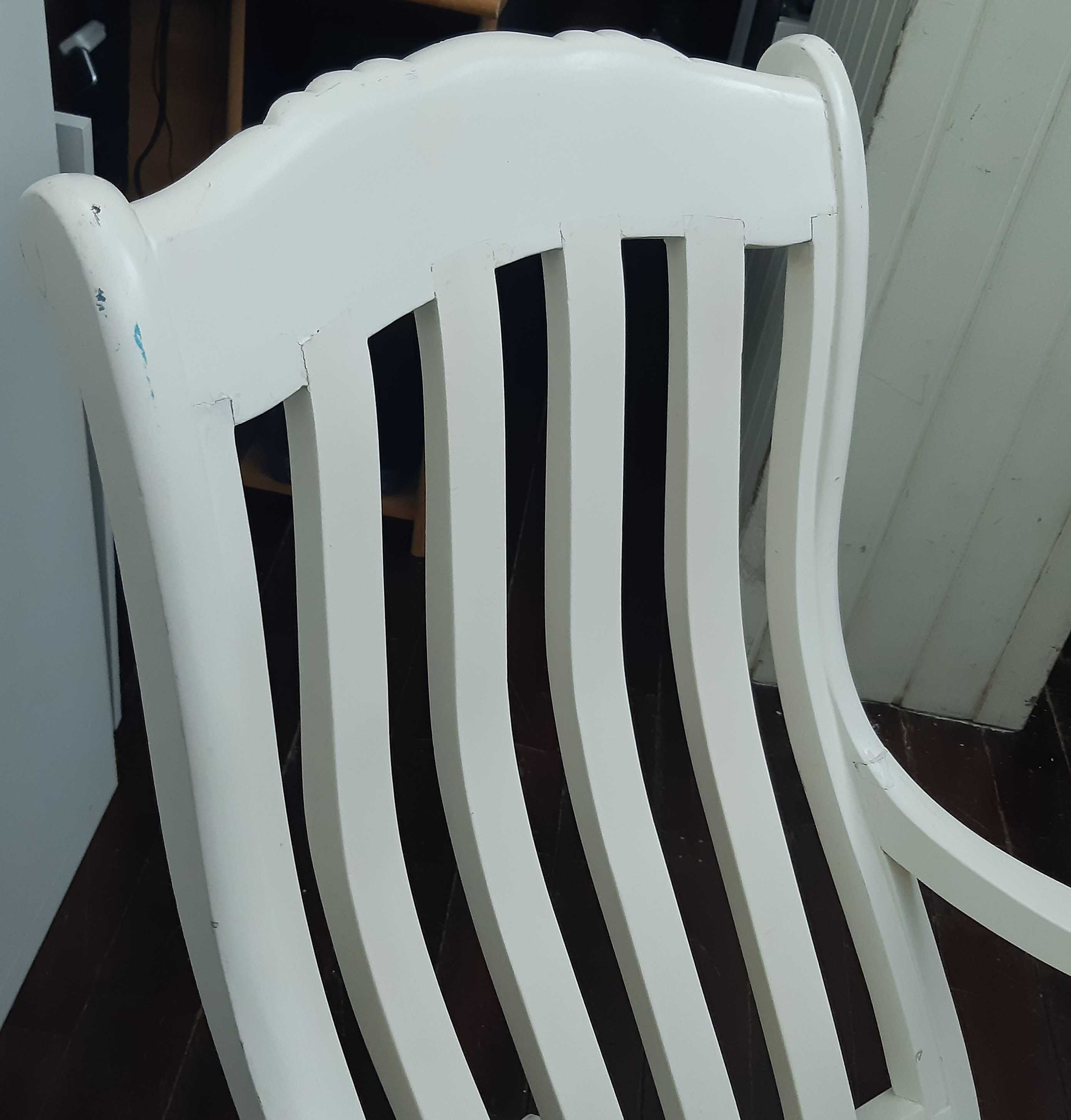 Retro Vintage Antiga Cadeira Branca Baloiço Madeira Maciça Palhinha
