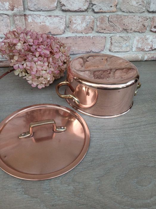 Miedziany garnek z pokrywką pojemność 1,6 litra