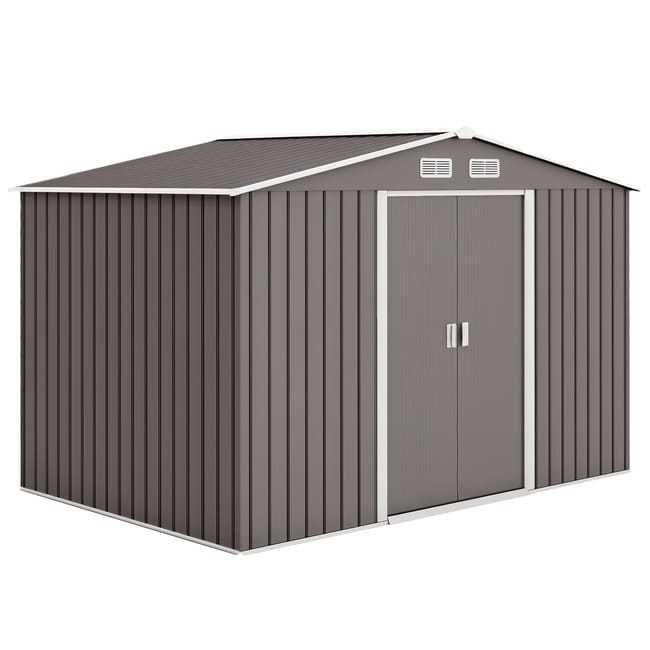 Abrigo de Armazenamento Outsunny Cinzento Aço Galvanizado e PP