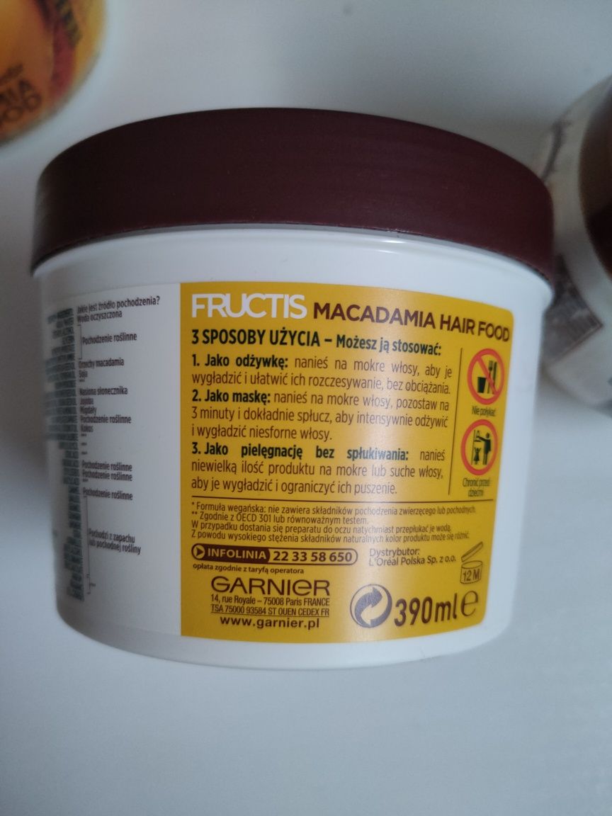 Garnier Fructis Hair Food 3w1 maska do włosów suchych Macadamia 390ml