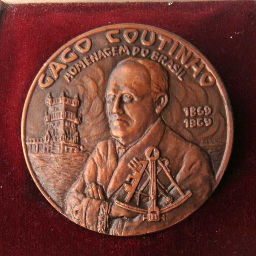 Medalha de Bronze Homenagem do Brasil a Gago Coutinho em Estojo