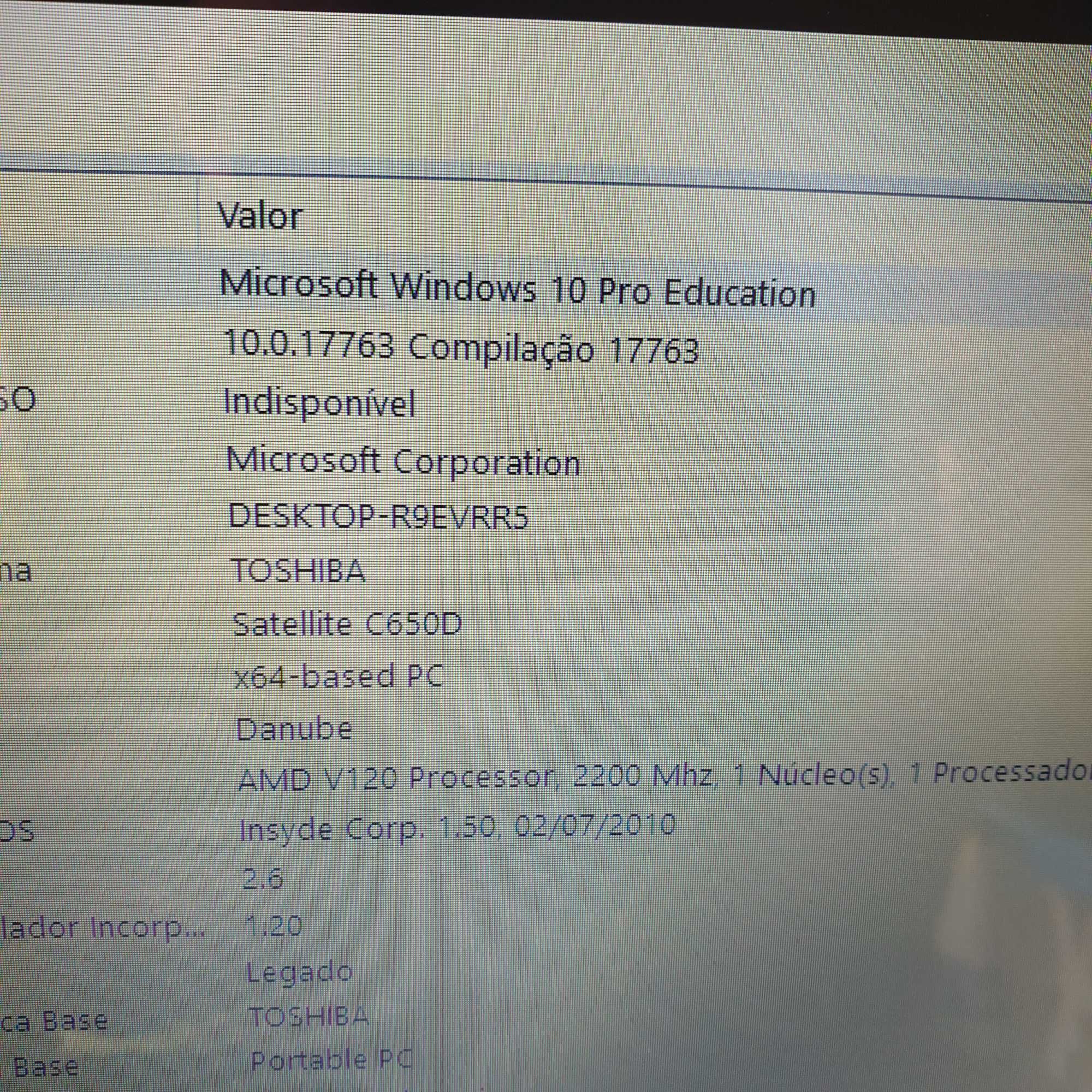 Toshiba C650D processador AMD V120, 8gb, disco 160gb, gráfica AMD 4200