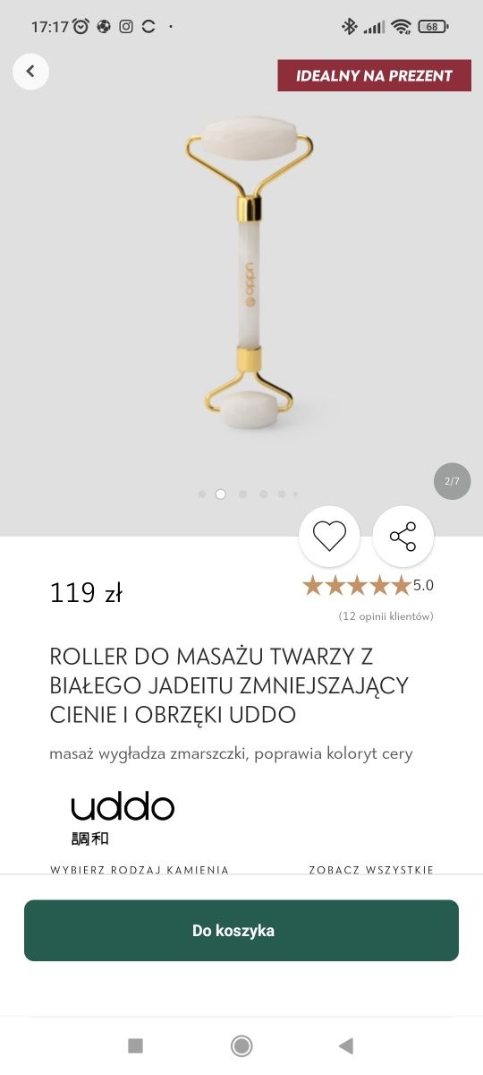 Roller do twarzy, naturalny 100% JADEIT z UDDO