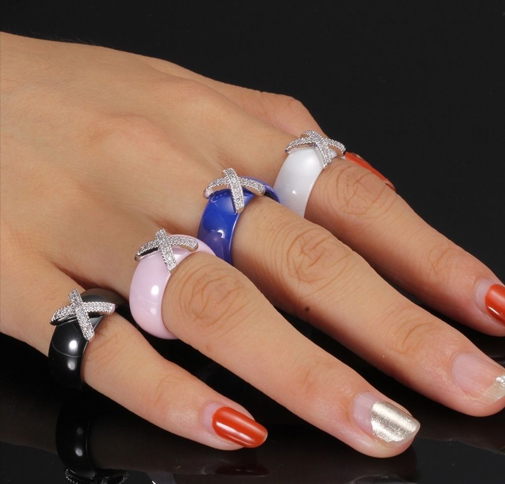 Biżuteria ceramiczna komplet naszyjnik kolczyki pierścionek obraczką
