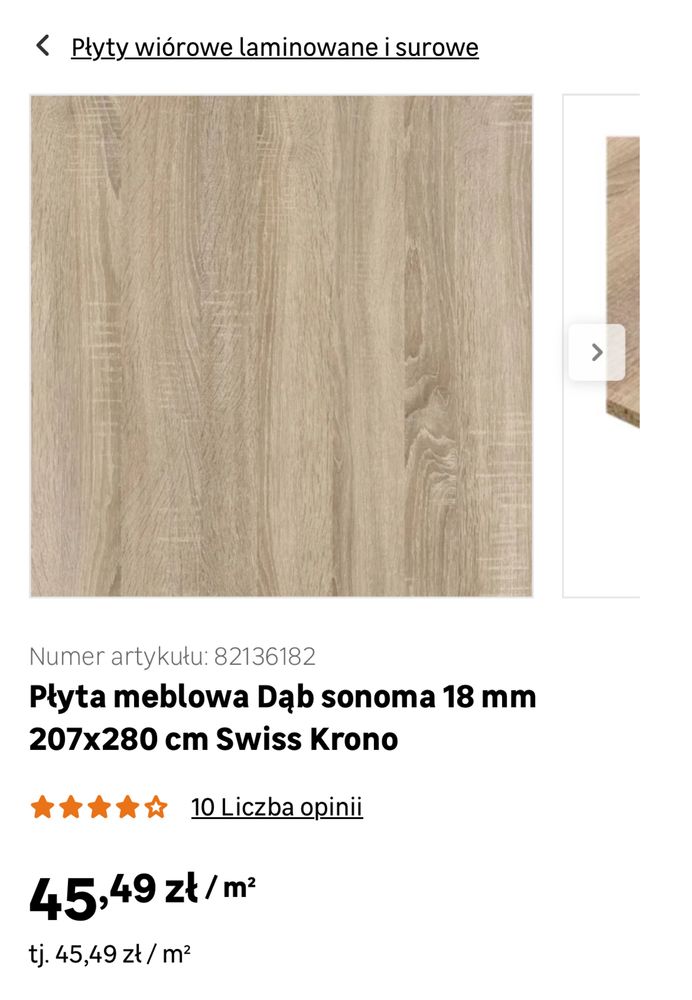 Plyta meblowa dąb sonoma