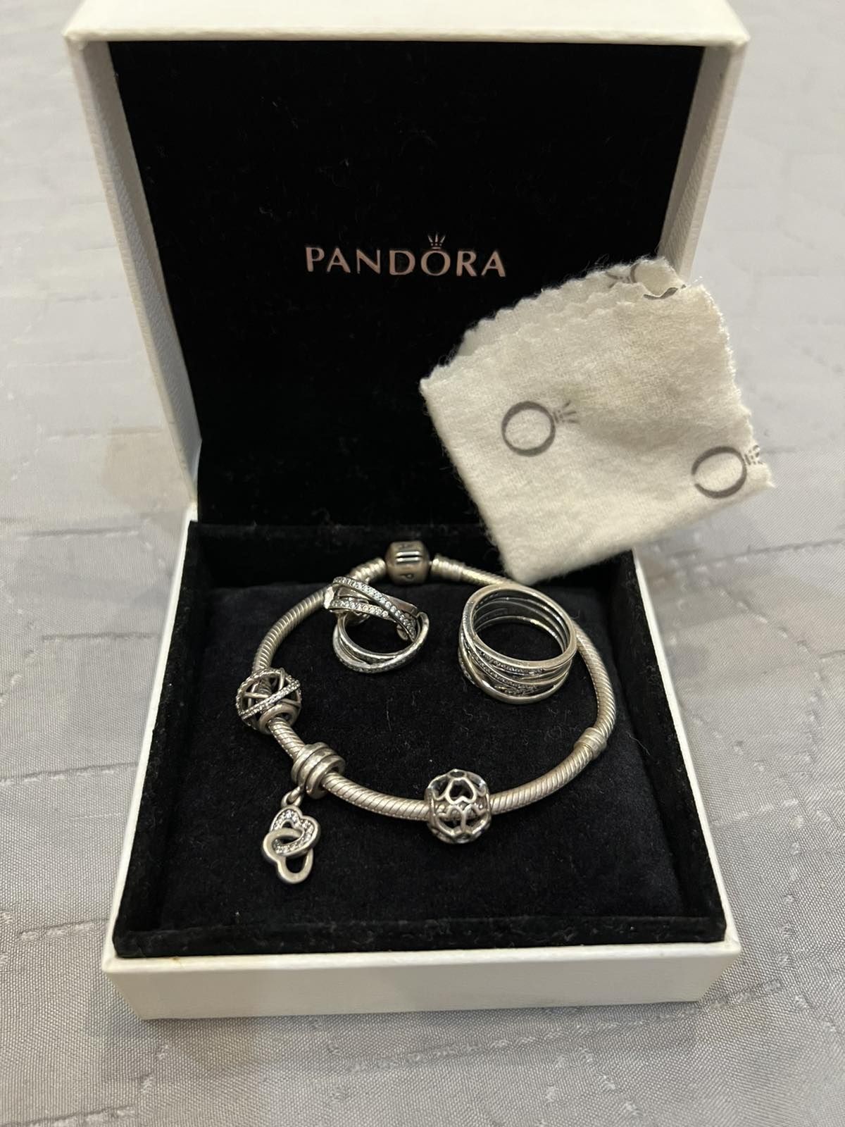 Браслет каблучка сережки Pandora