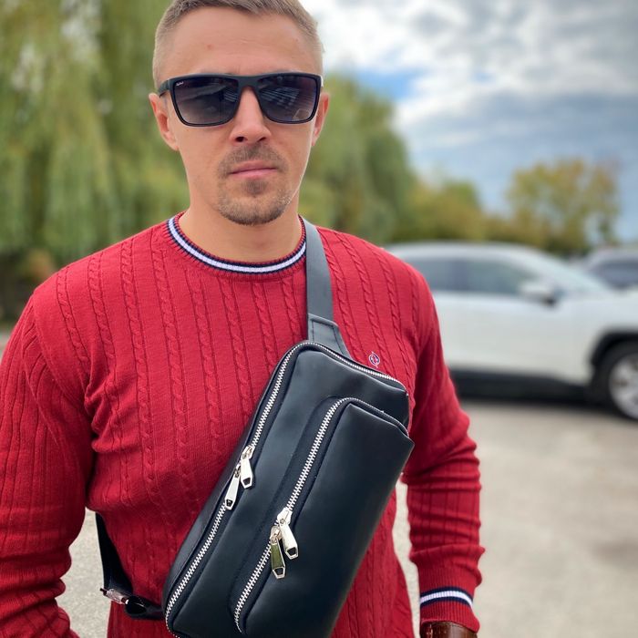 Мужская нагрудная сумка бананка слинг через плечо стильная удобная