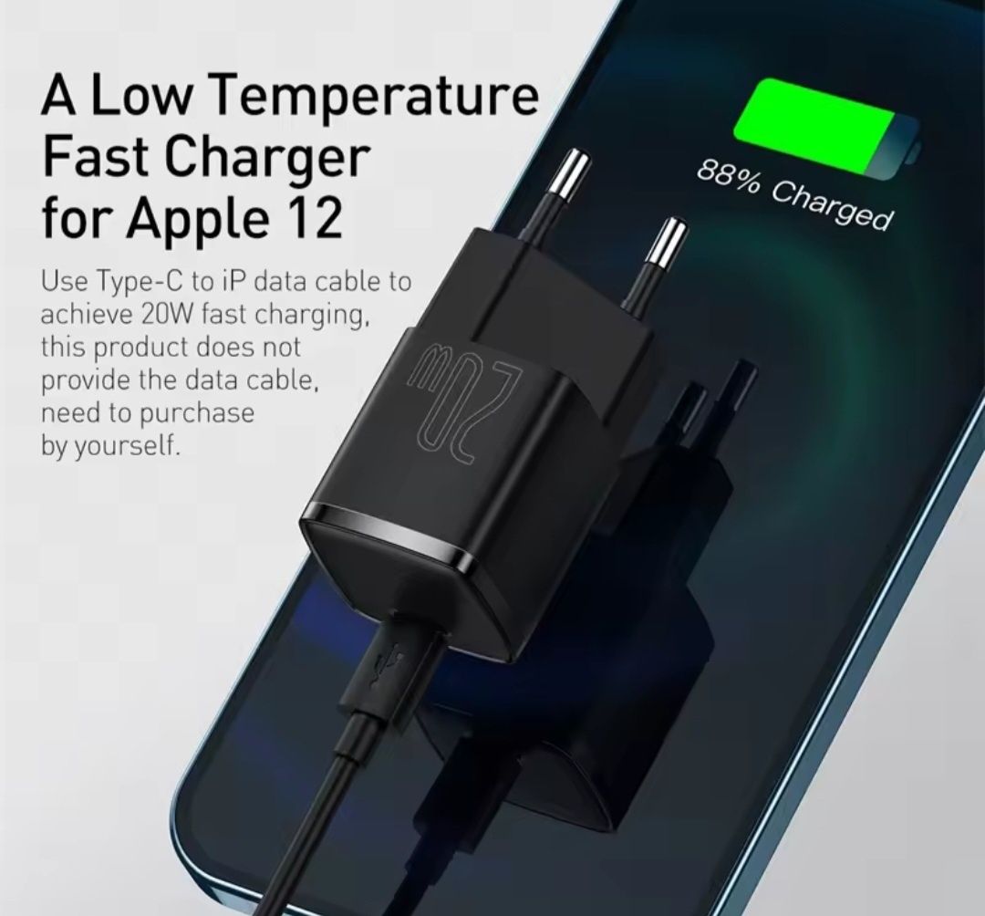 Ładowarka sieciowa BASEUS Super Si 20W czarny + kabel gratis