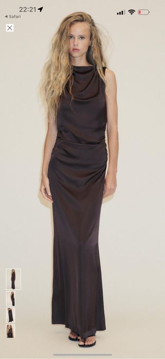 Довга атласна сукня з відкритою спиною Zara