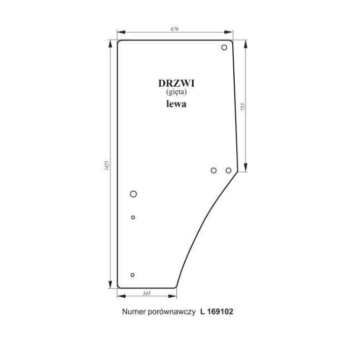 szyba drzwi John Deere 6100, 6200, 6300 , 6400, 6506, 6600 ACX599i