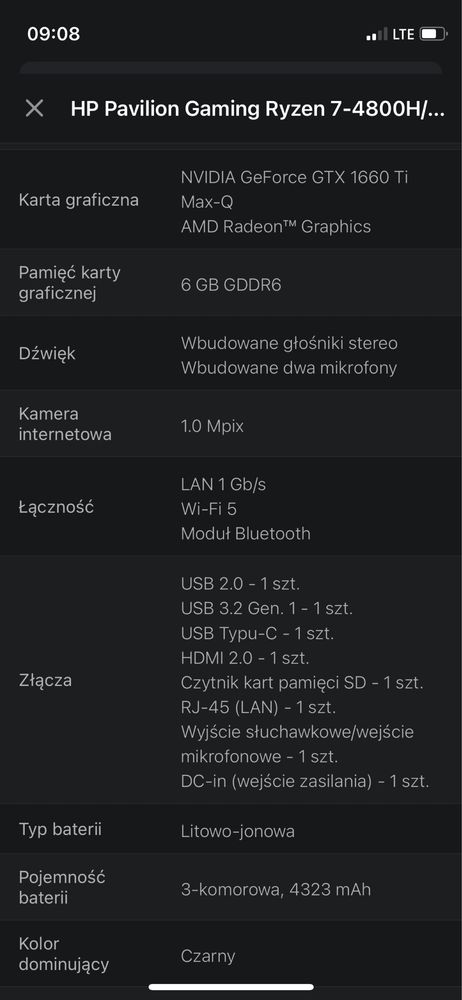 Laptop Hp Pavilion Gaming 15 Ryzen 7 Gtx1660Ti