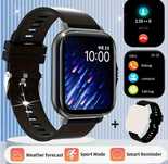 Czarny smartwatch uniseks + beżowy pasek gratis