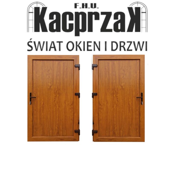 Drzwi Zewnętrzne 90x200 PCV KacprzaK Złoty dąb Prawe i Lewe
