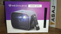 Projektor medialove m500 z AndroidTV, Google Play, Google Asystent.