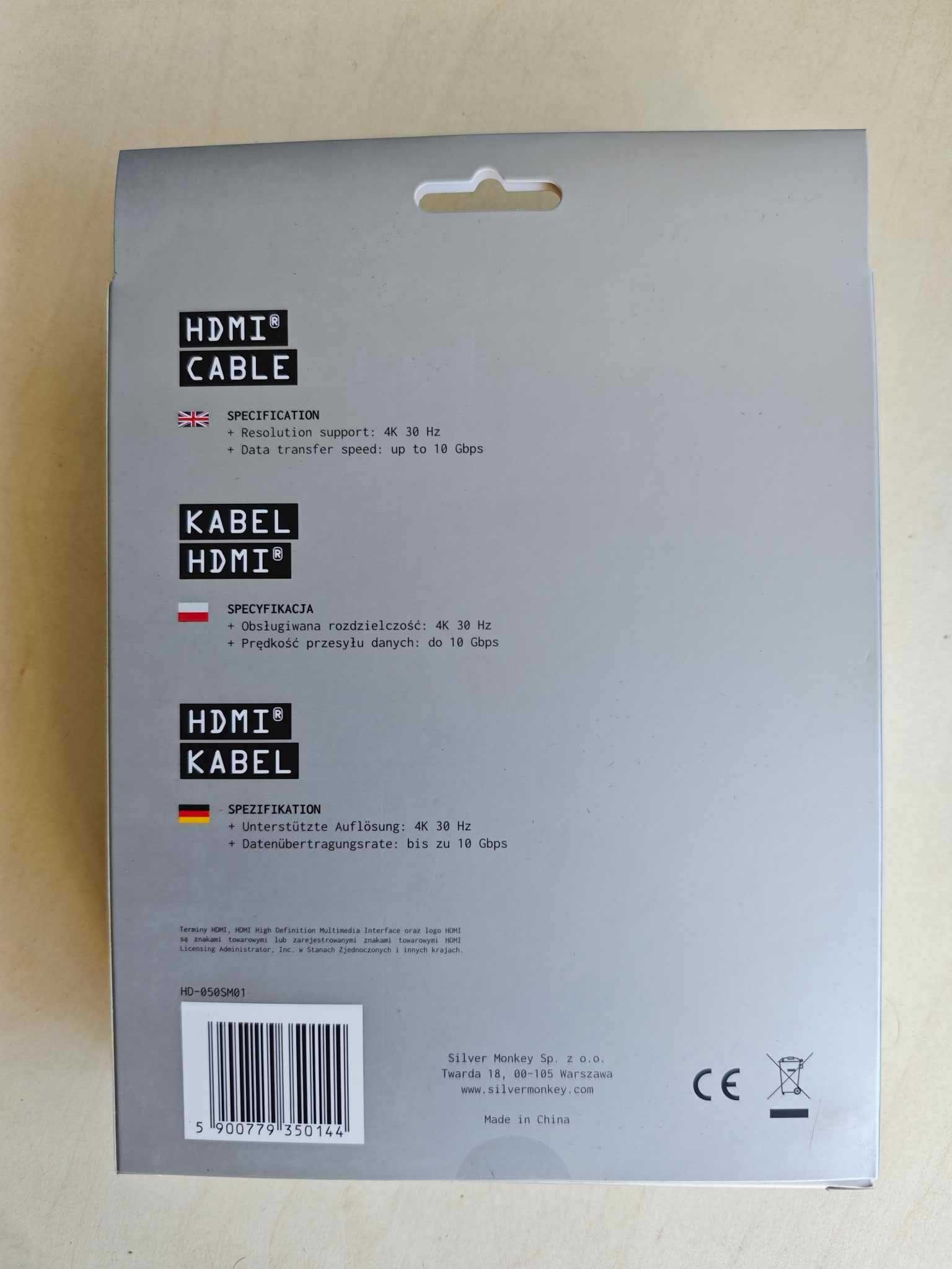 Kabel HDMI Silver Monkey 5m (HDMI – HDMI)