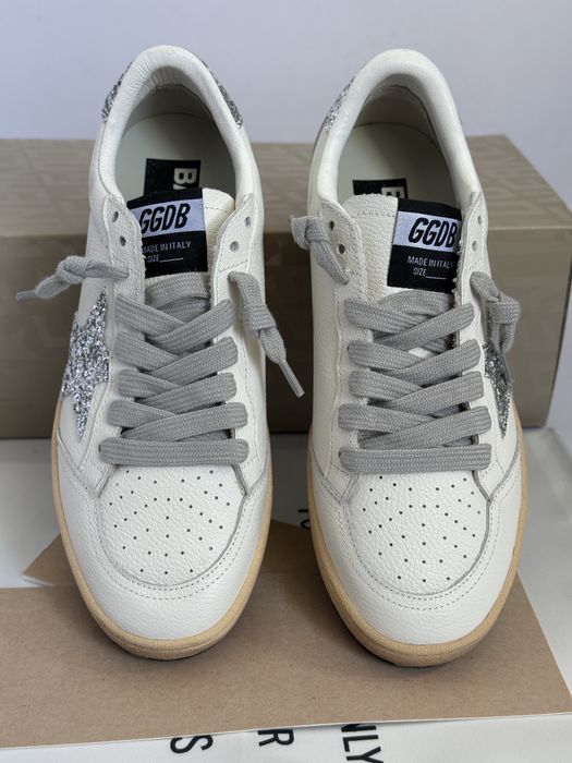 кеди голден гус шкіряні білі жіночі Golden Goose GGDB з блискітками -