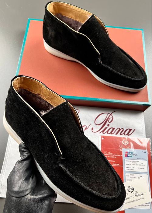 Лофери Loro Piana утеплені чоловічі лофери лоро піана утеплені чорні