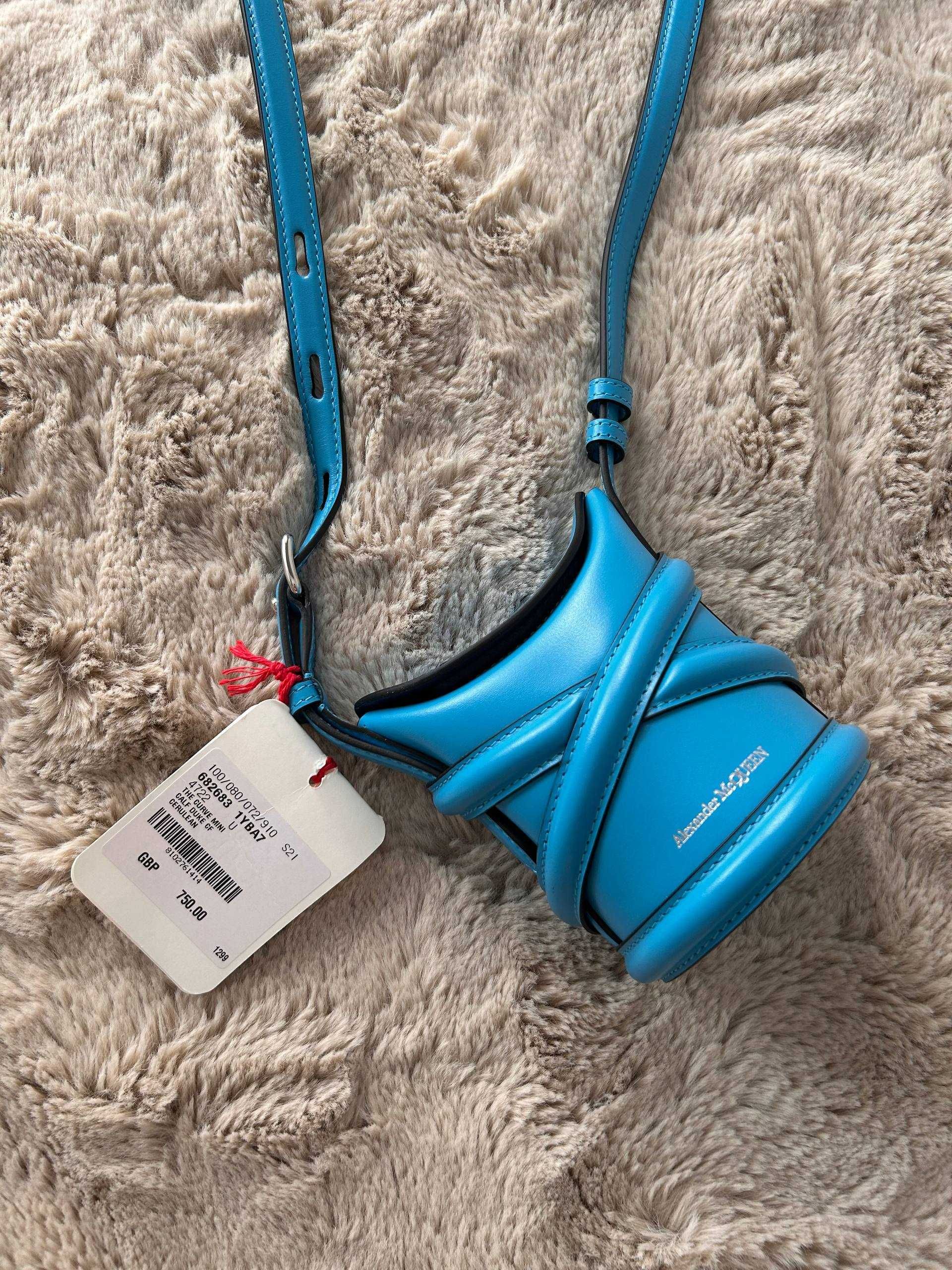 Alexander McQueen Curve Shoulder Bag (cerulean, new with tag)