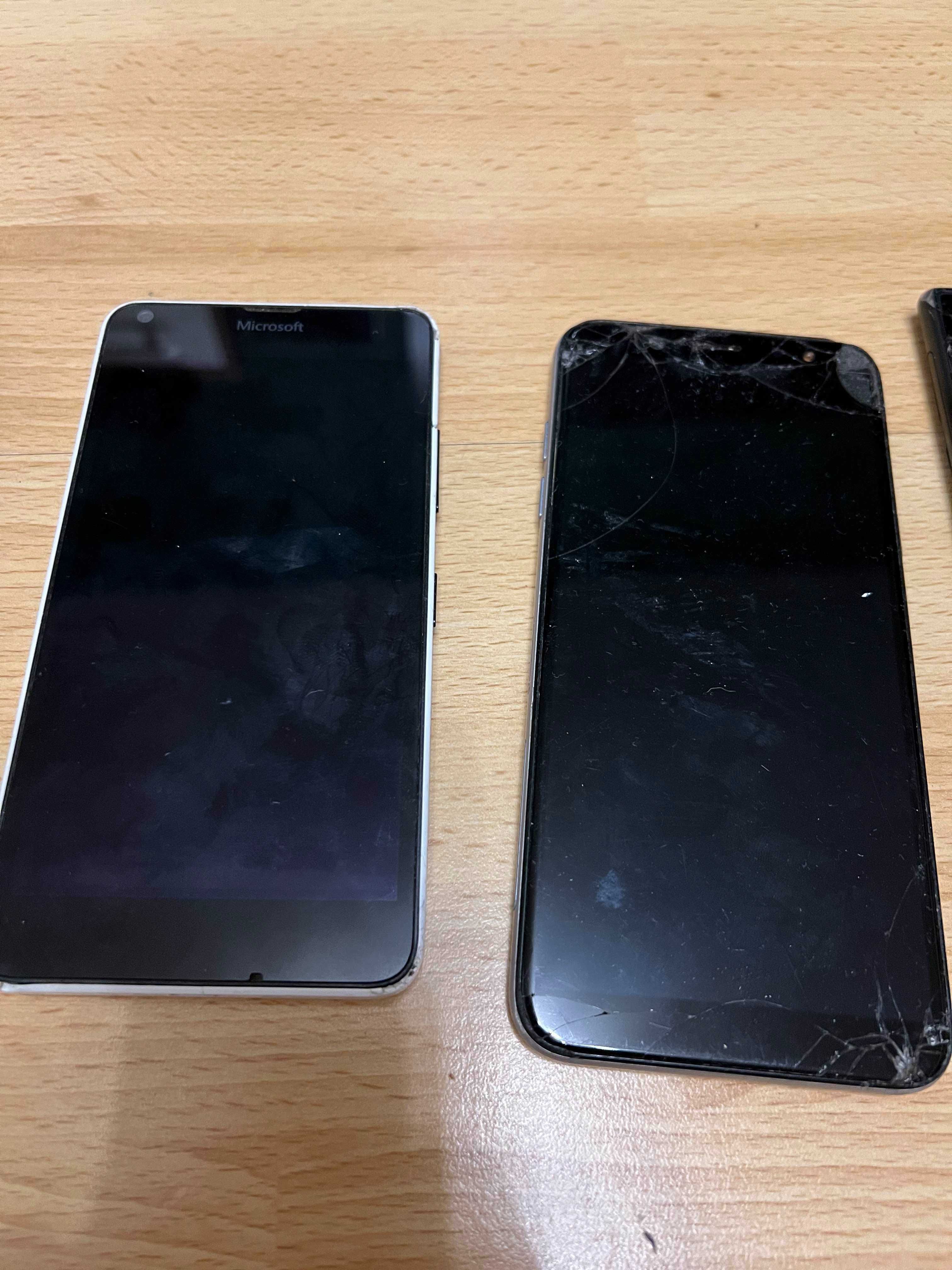 Zestaw uszkodzonych telefonów, iPhone XS Max, Samsung, Xperia, Lumia