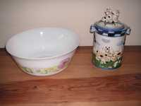Taça / Saladeira Arcopal e Caixa Cerâmica Vaquinhas  Holandesa