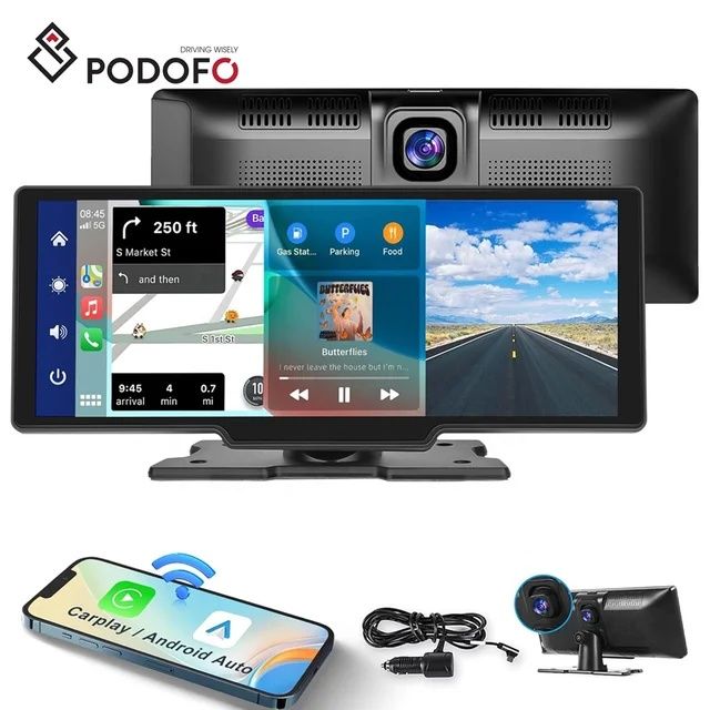 Rádio portátil carro 9,3 polegadas c/ android auto e Carplay e dashcam