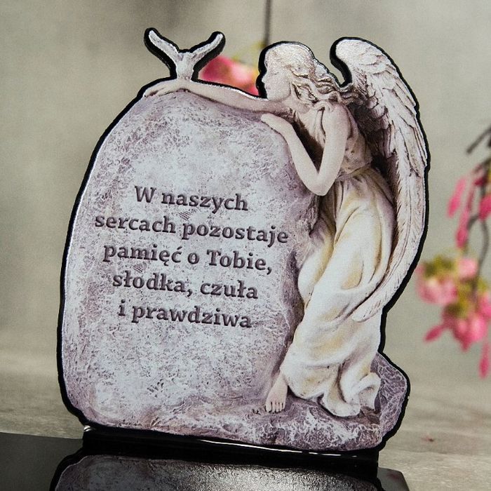 Solarny znicz led statuetka na cmentarz grób duża