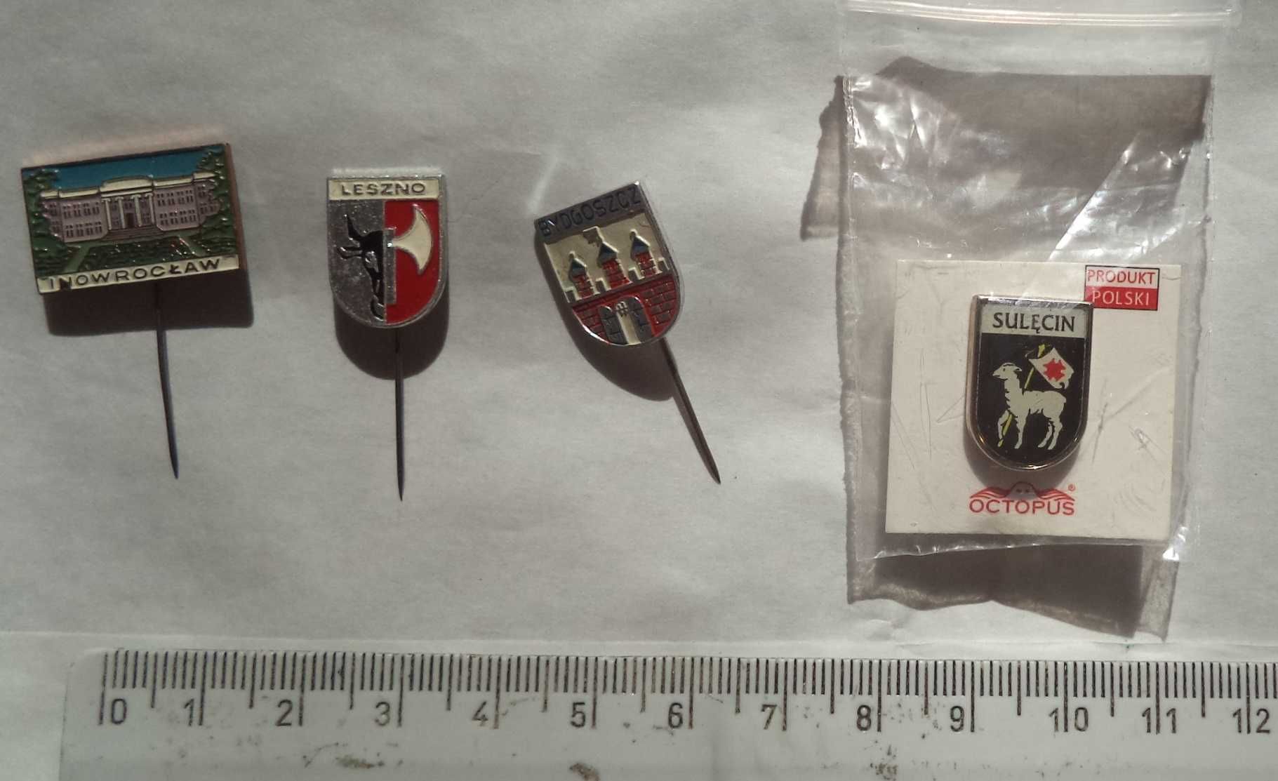 zestaw 5 odznak polskich miast