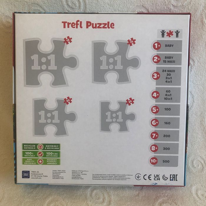 Puzzle dinozaury 4 w 1 (Trefl 34609) wiek 4+