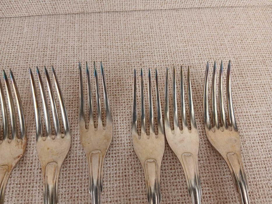 Zestaw 12 widelców Prima NS ALP Szwecja Posrebrzane 19 cm Inicjał H