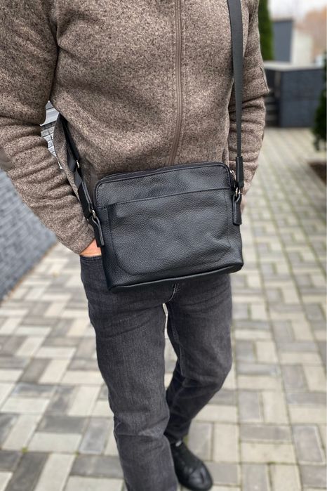 Шкіряна чоловіча сумка через плече Slide