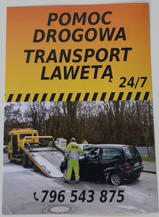 Pomoc drogowa 24/7 transport lawetą przewóz maszyn