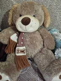 Милий медведик світло коричневого кольору з шарфиком , висота 40 см