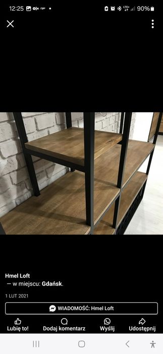 Regał loft metalowy drewno