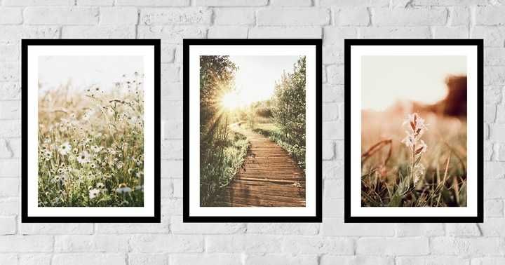 50x40 obrazy w ramie plakaty ramka ŁĄKA MOST TRAWA SALON NATURA BOHO