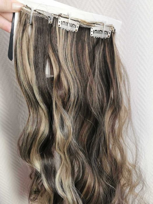 Doczepiane włosy clipin 65cm blond ciemny brąz