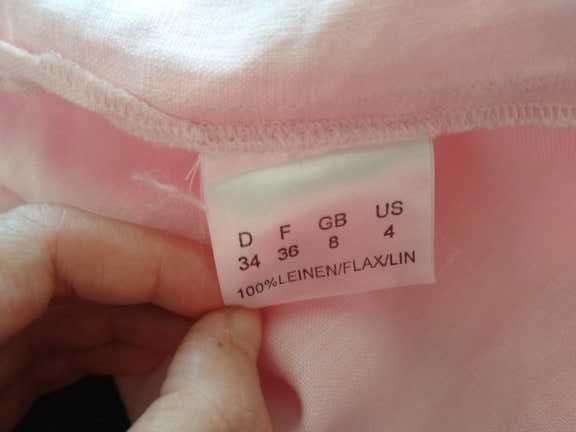 Bluzka koszulka różowa damska OLSEN 34 S NOWA 100% len OKAZJA