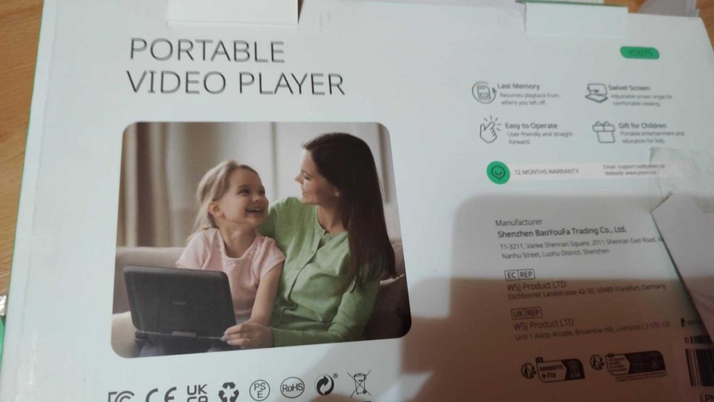 DVD Przenośne 7 LCD YOTON YD075 USB SD PILOT Obrotowy Ekran
