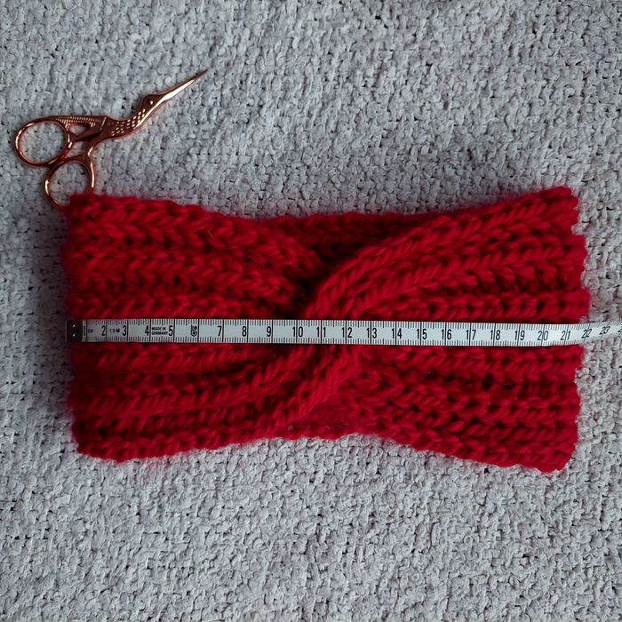 Opaska na drutach ręcznie robiona handmade rękodzieło 100% wełna czerw