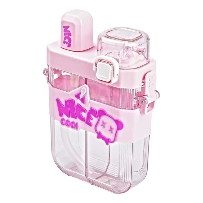 Пляшка для води подвійна Nice 620 мл з трубочкою та мундштуком