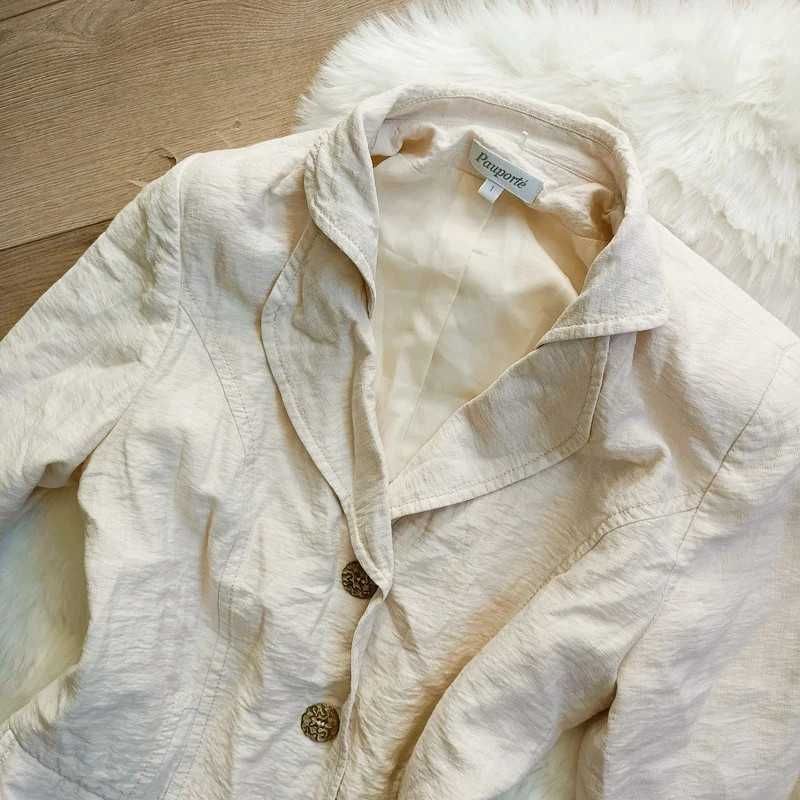 Kremowy żakiet marynarka vintage retro bawełna wiskoza S M