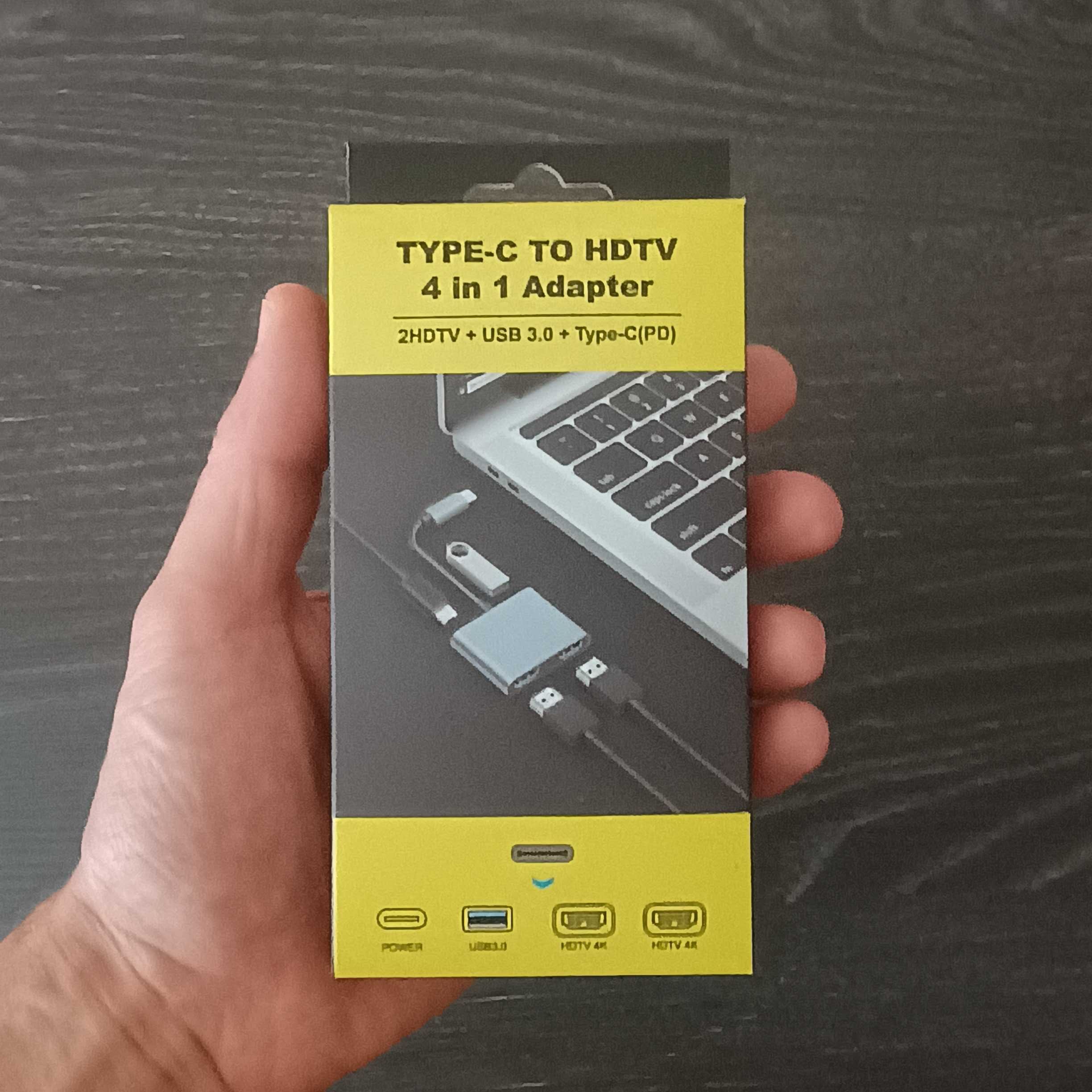Adapter Hub 4w1 2x Hdmi 4k Usb Power Delivery Usb C Stacja Dokująca
