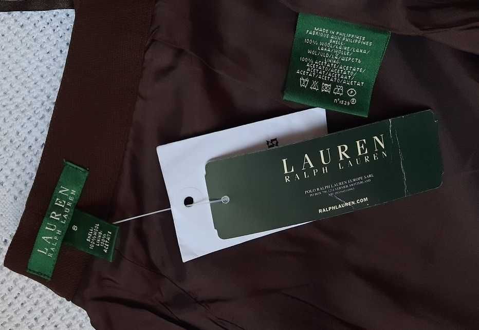 Ralph Lauren 100% Wełna ołówkowa brązowa spódnica midi M M/L