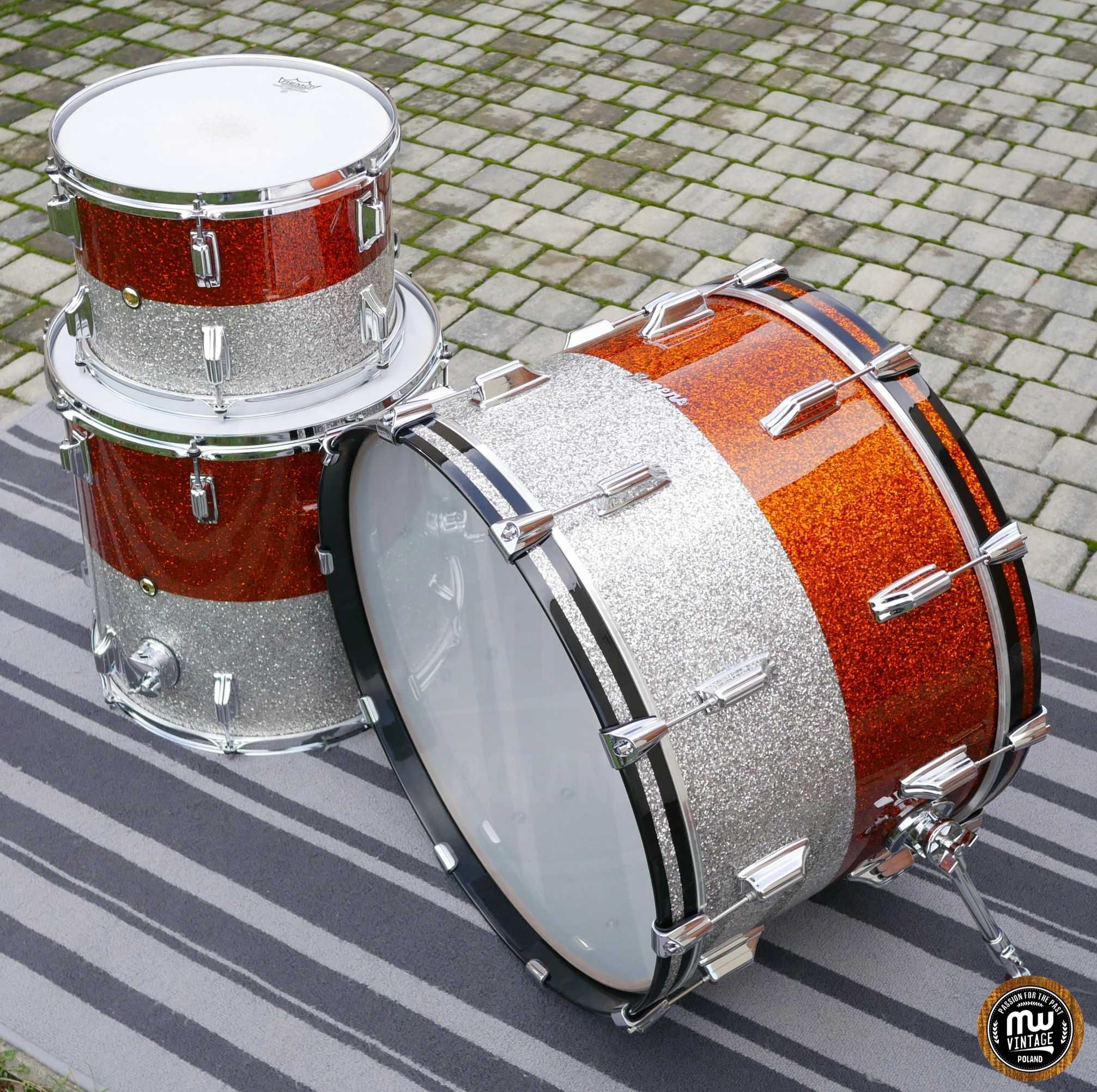 Perkusja Rogers Powertone 22”, 13", 16” Copper/Silver Sparkle 60s ‼️