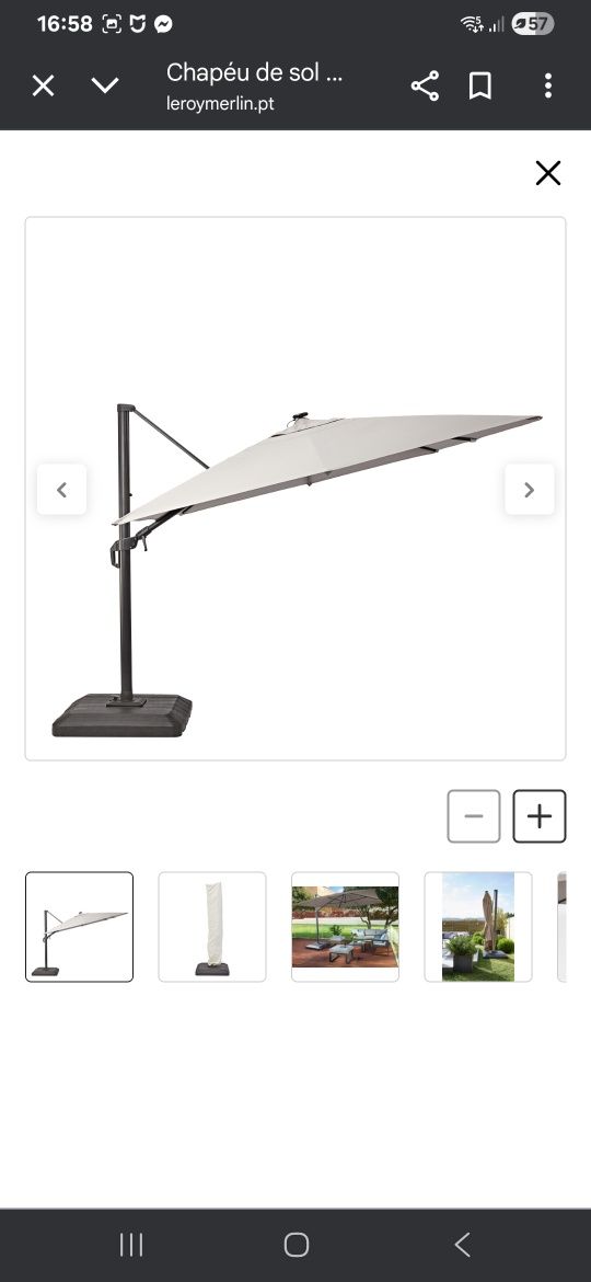 Guarda sol 280x390 com luz led e rotação em vários ângulos