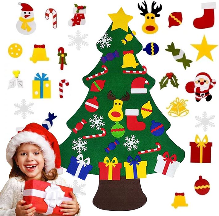 Choinka Ze Zdejmowanymi Ozdobami z Filcu DIY Świąteczna Dekoracja